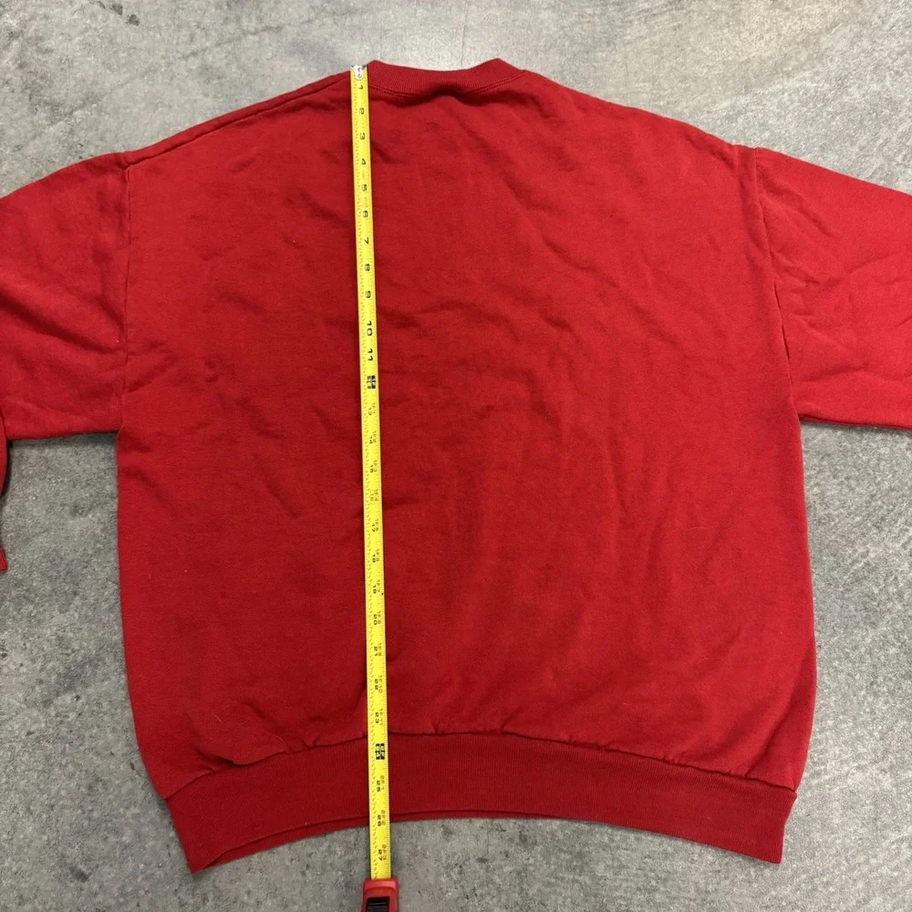 Vintage Style Red Crewneck Sweatshirt Blank Fleece Pullover Large Made in USA L